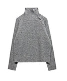 [LANARCH] Shoulder Zip-up Ribbed Knit Sweater