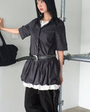 Somel Double Layered Short Sleeve Mini Shirt One Piece