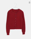 Kevil Round Button Long Sleeve Knit Sleeveless Cardigan Set