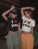 Love You Printed Crop Short Sleeve