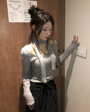 [Muffler + Knit SET] Suu Muffler Terry U-Neck Knit