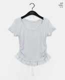 [Muffler set] Kabel lace frill pendant short sleeve t-shirt