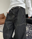 Defen Carpenter Wide Denim Pants