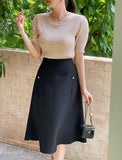 Giet button flare skirt
