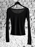 See-through deep round neck tee