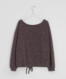 Karan Off-Shoulder Strap Stripe Long Sleeve Tee