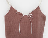 Nuri Ribbon Lace Rib Velvet Sleeveless