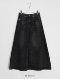 Nenkobu Washing Maxi Long Denim Skirt