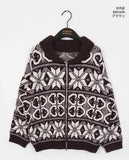 Kumu Nordic Round Collar Two-Way Knit Zip-Up