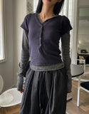 Or Stripe Layered SET - Short Sleeve, Hood