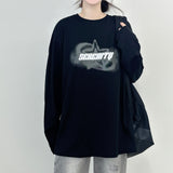 Block Lettering Printed Boxy Long Sleeve T-Shirt