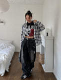 Folding Pocket Curved Damage Denim Pants