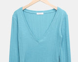 Lasom V-neck Slim Long Sleeve T-shirt