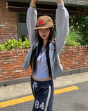 Arring Pretty Motion Lettering Pocket Long Sleeve Hood Zip-Up