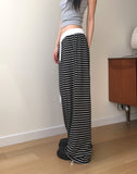 Doven Stripe Two-Way Sweat Wide Pile Pants