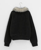 Sanpori Quilted Boucle Fur Collar Short Jacket