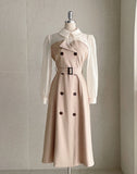 Serindy Collar Trench Color Matching One Piece