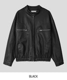 Gross cut washed leather jacket