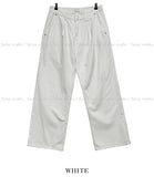 Brushed Ain Pintuck Wide Cotton Pants