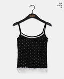 [with cup] Letin Dot Lace Sleeveless
