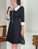 Roabi collar two-tone tweed A-line mini one piece