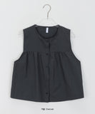 Onta nylon shirring layered sleeveless blouse