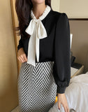 Hepin Ribbon Tie Blouse