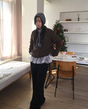 [Fleece Lining] Koha Chiffon Lace Layered Two-Way Sweatpants