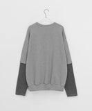 [unisex] Panpio Embroidered Stripe Layered Sweatshirt
