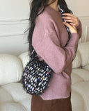 Pcong Bokashi Knit Fur Mini Shoulder Crossbody Bag