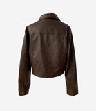 Crop Stiff Leather Jacket