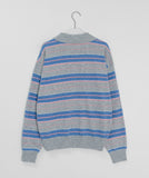 Meddent Button Stripe Collar Knit