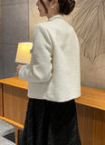 Schuet Round No-Collar Pearl Tweed Jacket