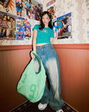 1993 Nylon Applique Check Tote Bag