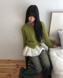 Rodun Button Point Round Neck Knit Cardigan