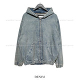 Light washed denim hooded jacket