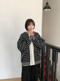 [unisex] Endel Stripe Net Hood Zip-up