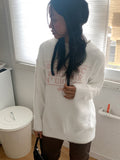 Butter roll lettering overfit crop long sleeve knit
