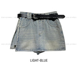 [Belt set] Rosie Denim Wrap Skirt Pants