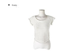 Cosy U-Neck Layered Cap Sleeve Wool Short Sleeve Knit