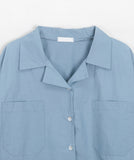 Timto Open Neck Pocket Cotton Shirt