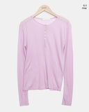 Duric Button Henley Neck Tencel Long Sleeve T-shirt