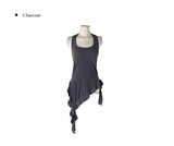 Nazy Unbalanced Ruffled Frill Halter Sleeveless