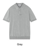 Pad Pigment Collar Knit Short Sleeve