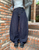 [MADE] Rude Raw Denim Stitch Balloon Fit Wide Long Pants