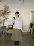 Tomou banding patch cargo cotton long skirt