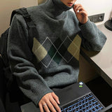 Argyle turtleneck knit
