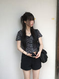 Molly Check Short Sleeve Slim Cardigan