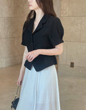 Riven Collar Puff Blouse Jacket (Belt Set)