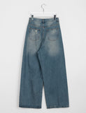 Shakuna damage washed cut wide denim pants